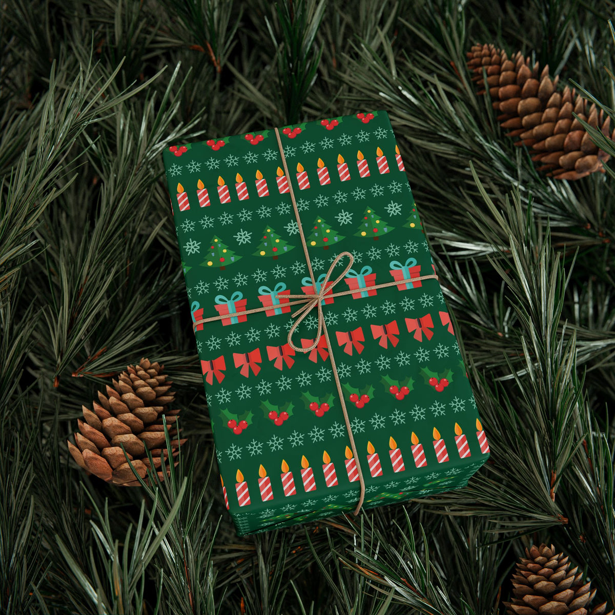 Christmas Ugly Candles Wrapping Paper | Holiday Gift Wrapping Paper Roll