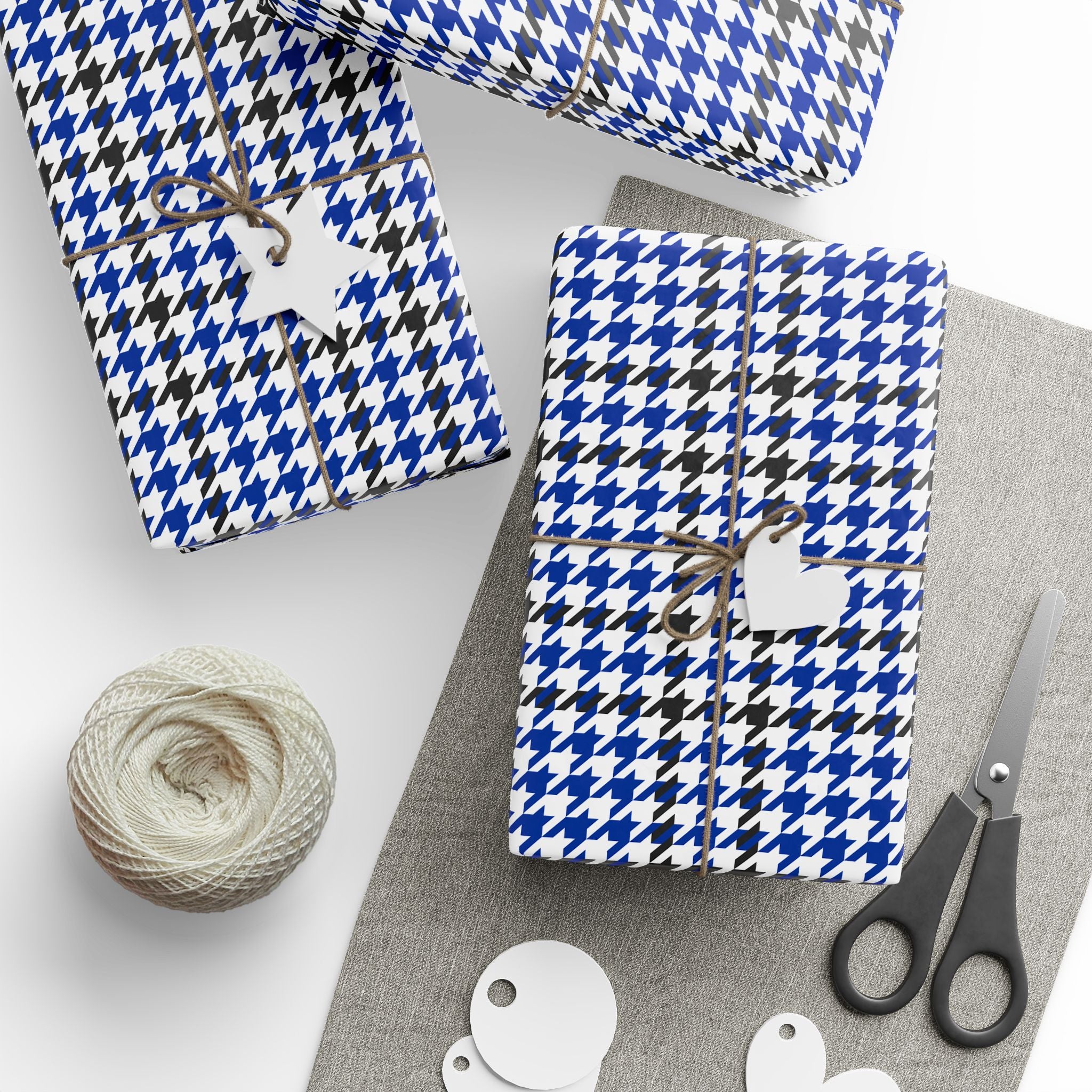 Houndstooth Wrapping Paper Design Royal Blue 009 - Holiday Gift Wrapping Paper Roll