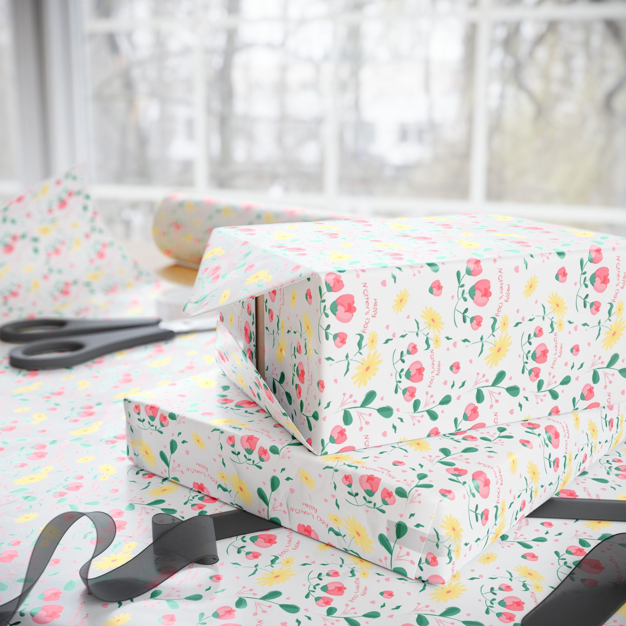 Mother's Day Daisies Wrapping Paper - Holiday Gift Wrapping Paper Roll