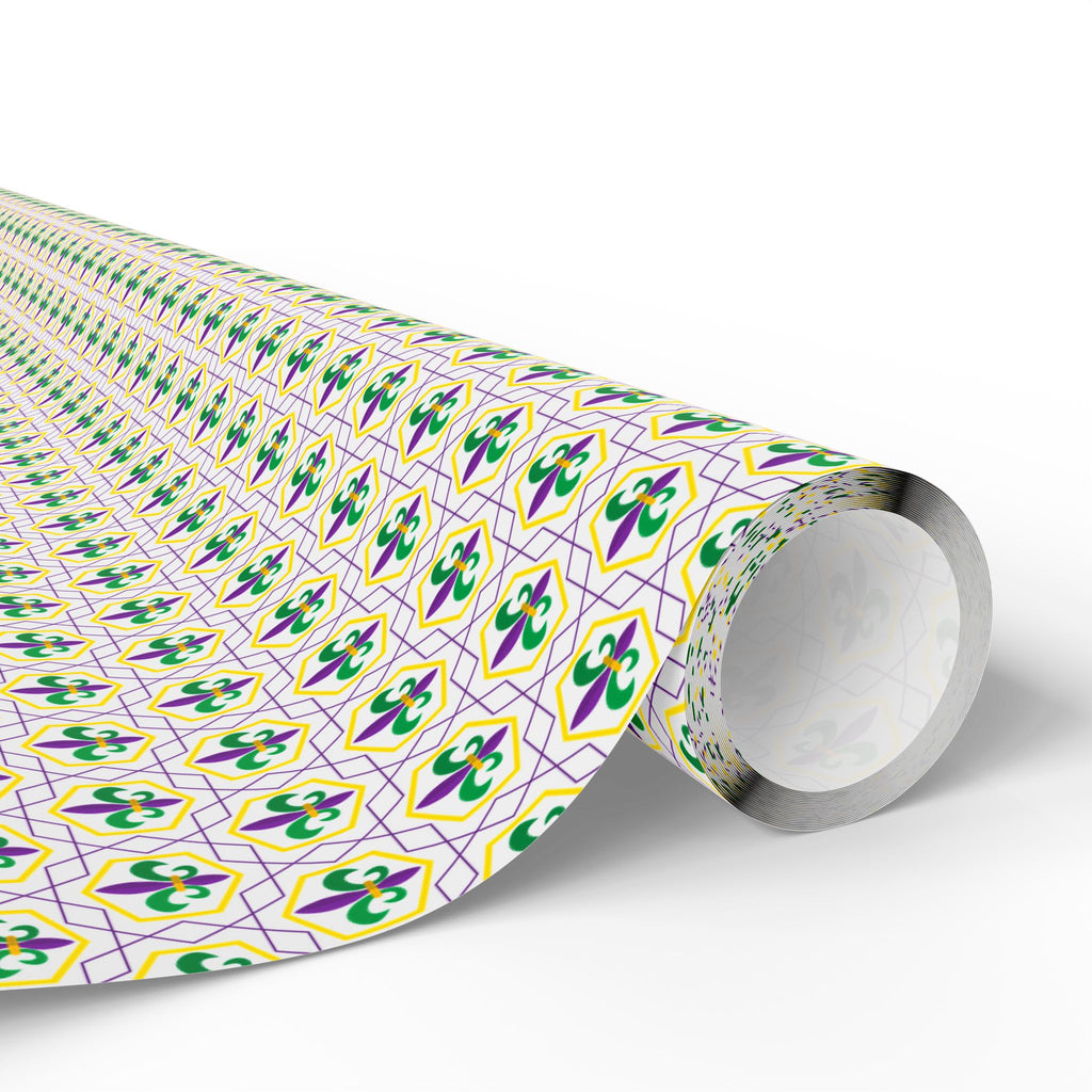 Mardis Gras Fleur De Lis Hexagons Wrapping Paper | Holiday Gift Wrapping Paper Roll