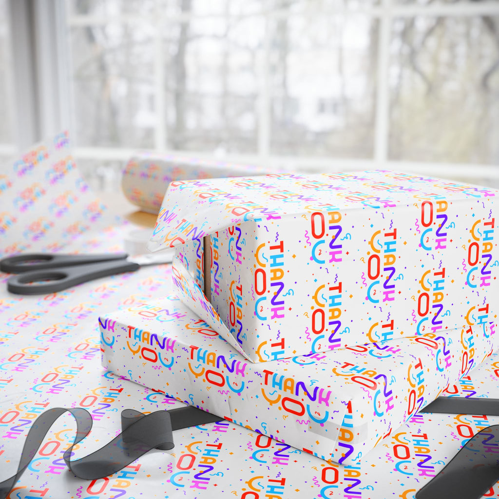 Thank You Colorful Confetti Wrapping Paper Design | Holiday Gift Wrapping Paper Roll
