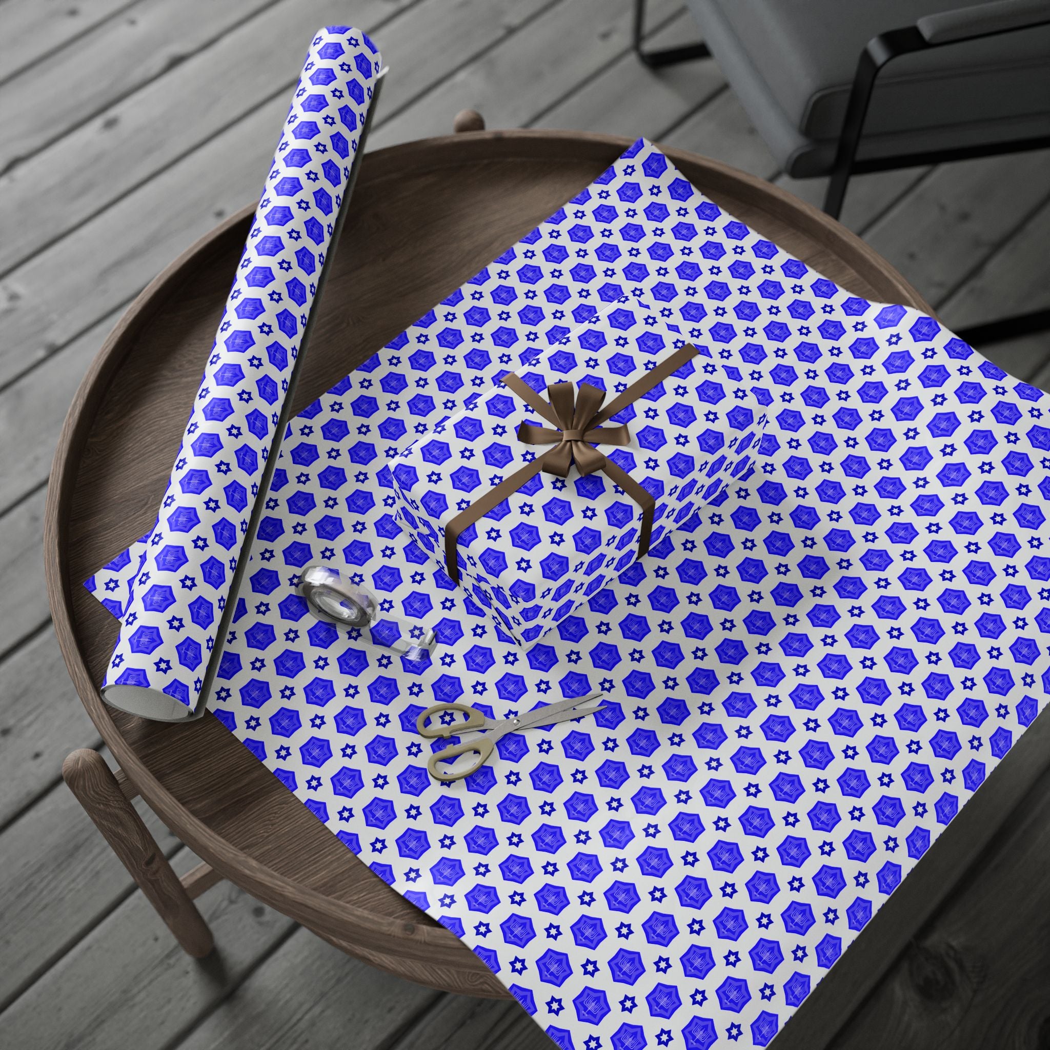 Hanukkah Kaleidoscope Wrapping Paper | Holiday Gift Wrapping Paper Roll