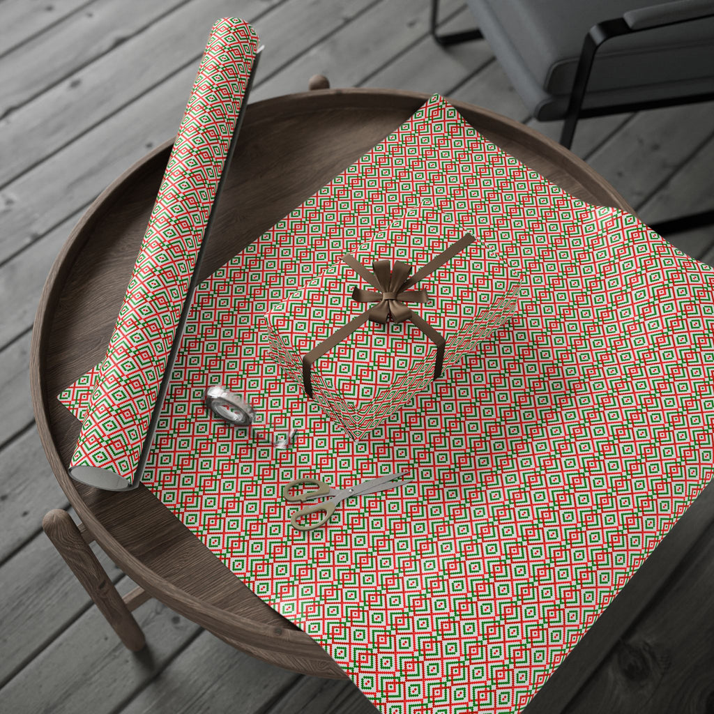 Christmas Diagonal Diamonds Wrapping Paper | Holiday Gift Wrapping Paper Roll