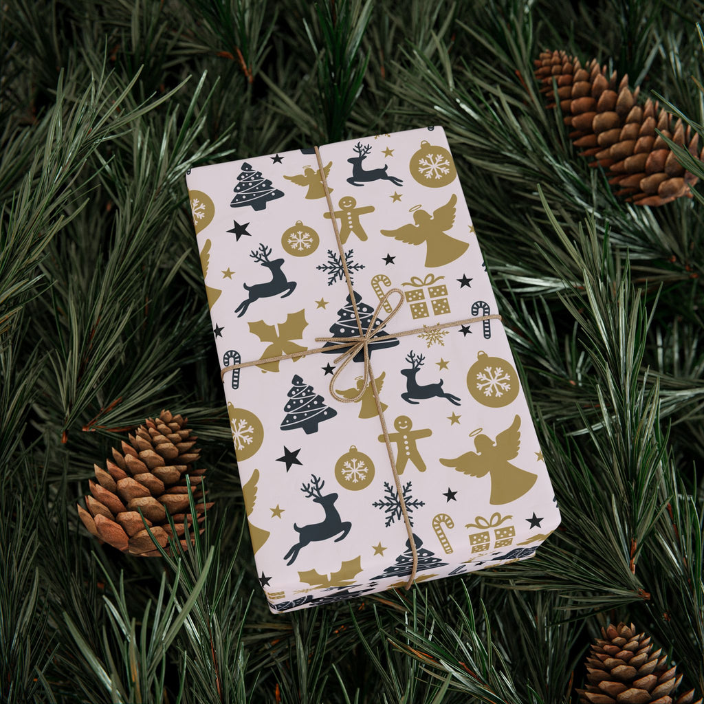 Christmas Reindeer Angels Wrapping Paper | Holiday Gift Wrapping Paper Roll