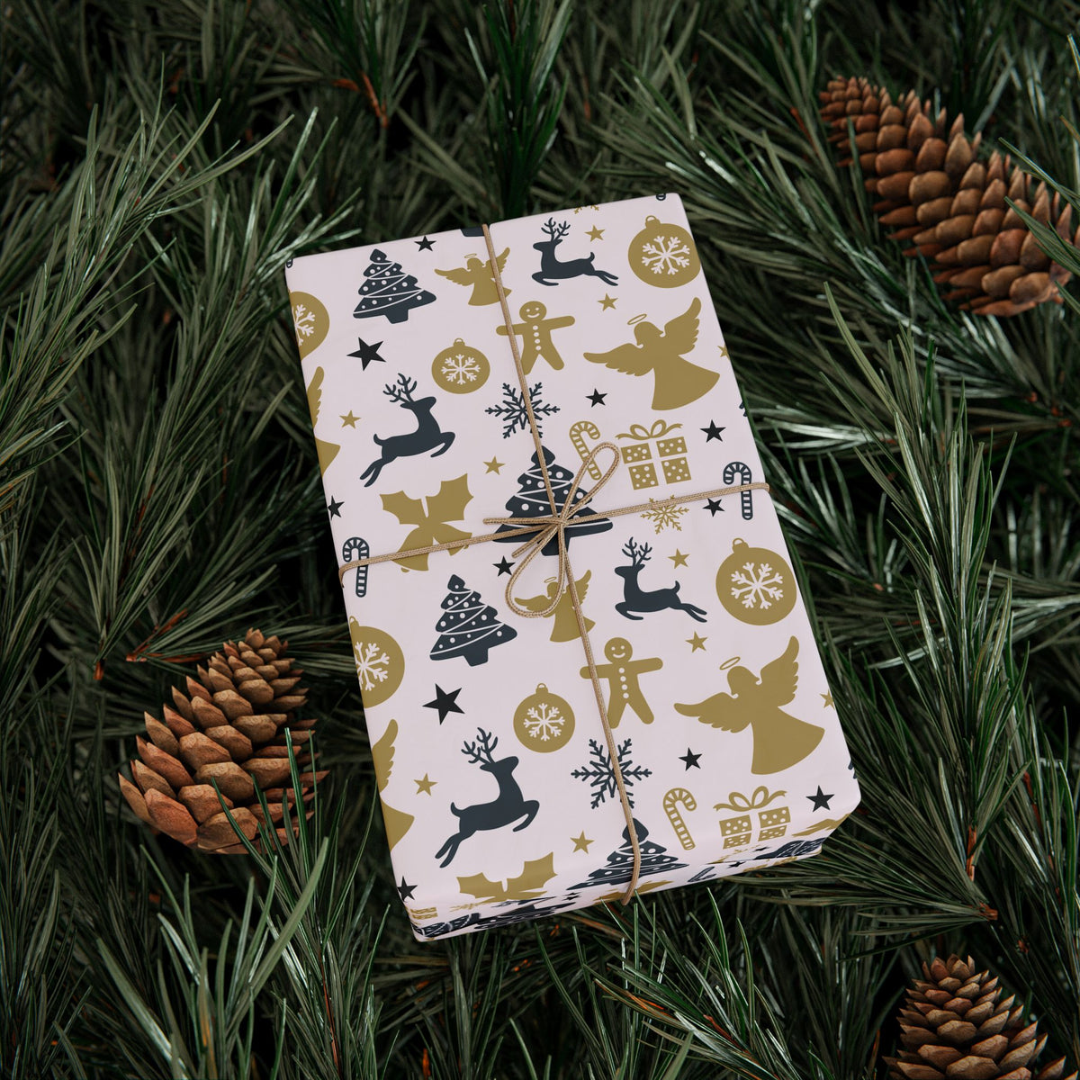 Christmas Reindeer Angels Wrapping Paper | Holiday Gift Wrapping Paper Roll