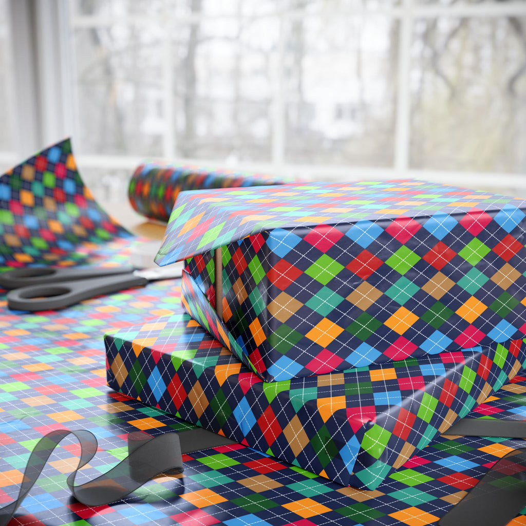 Argyle Design 028 Wrapping Paper - Holiday Gift Wrapping Paper Roll