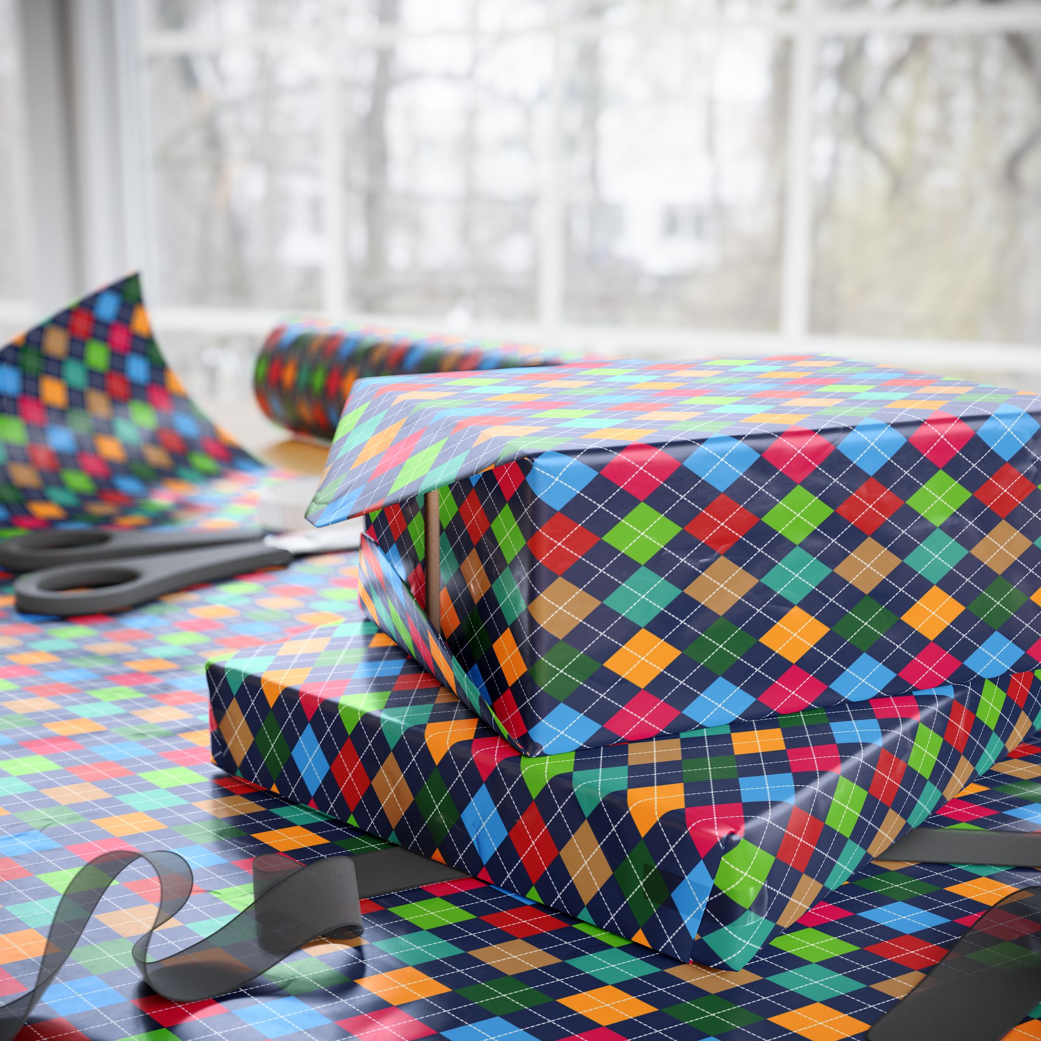 Argyle Design 028 Wrapping Paper - Holiday Gift Wrapping Paper Roll