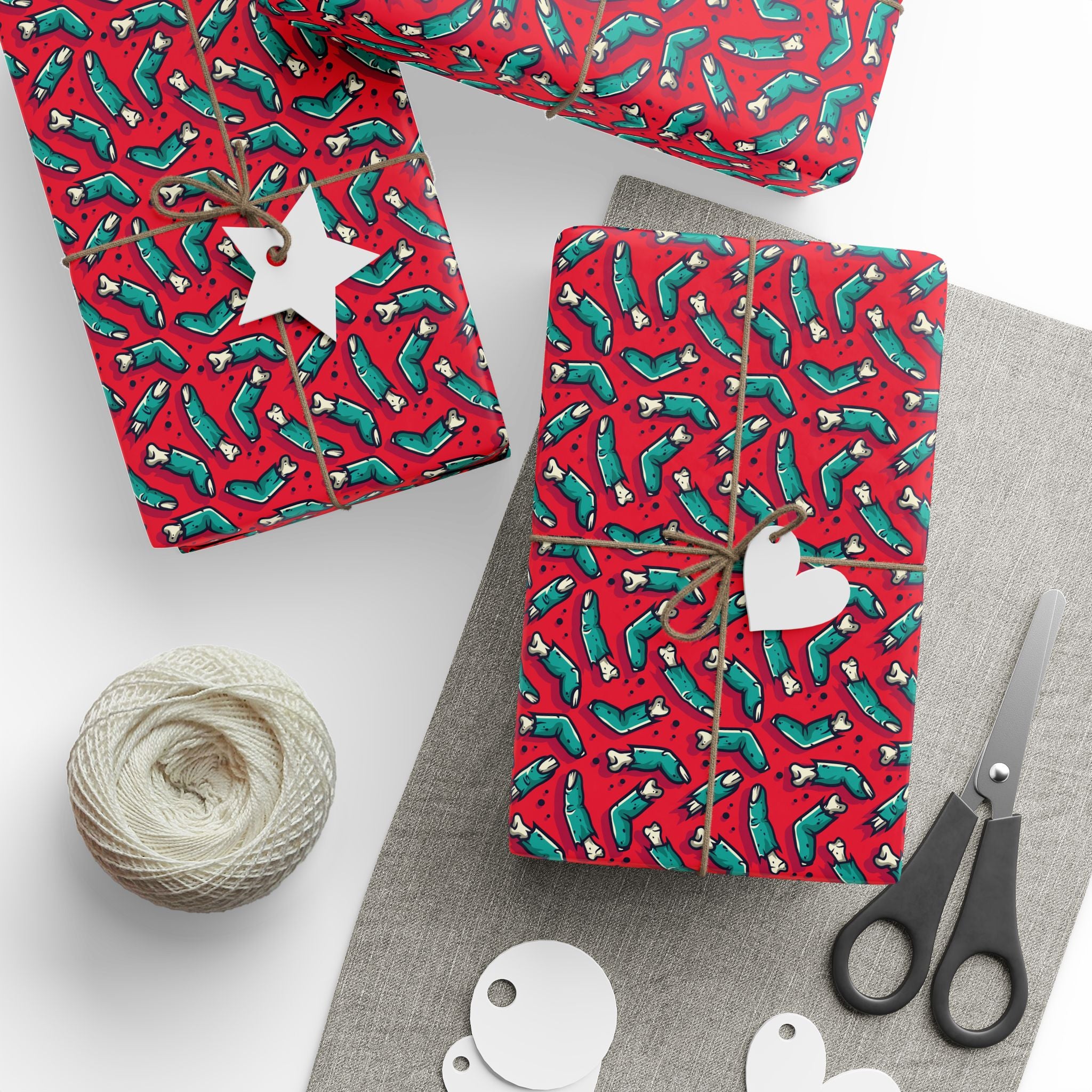 Halloween Severed Zombie Fingers Wrapping Paper | Holiday Gift Wrapping Paper Roll