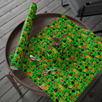 Halloween Black Cat Collage on Neon Green Wrapping Paper | Holiday Gift Wrapping Paper Roll