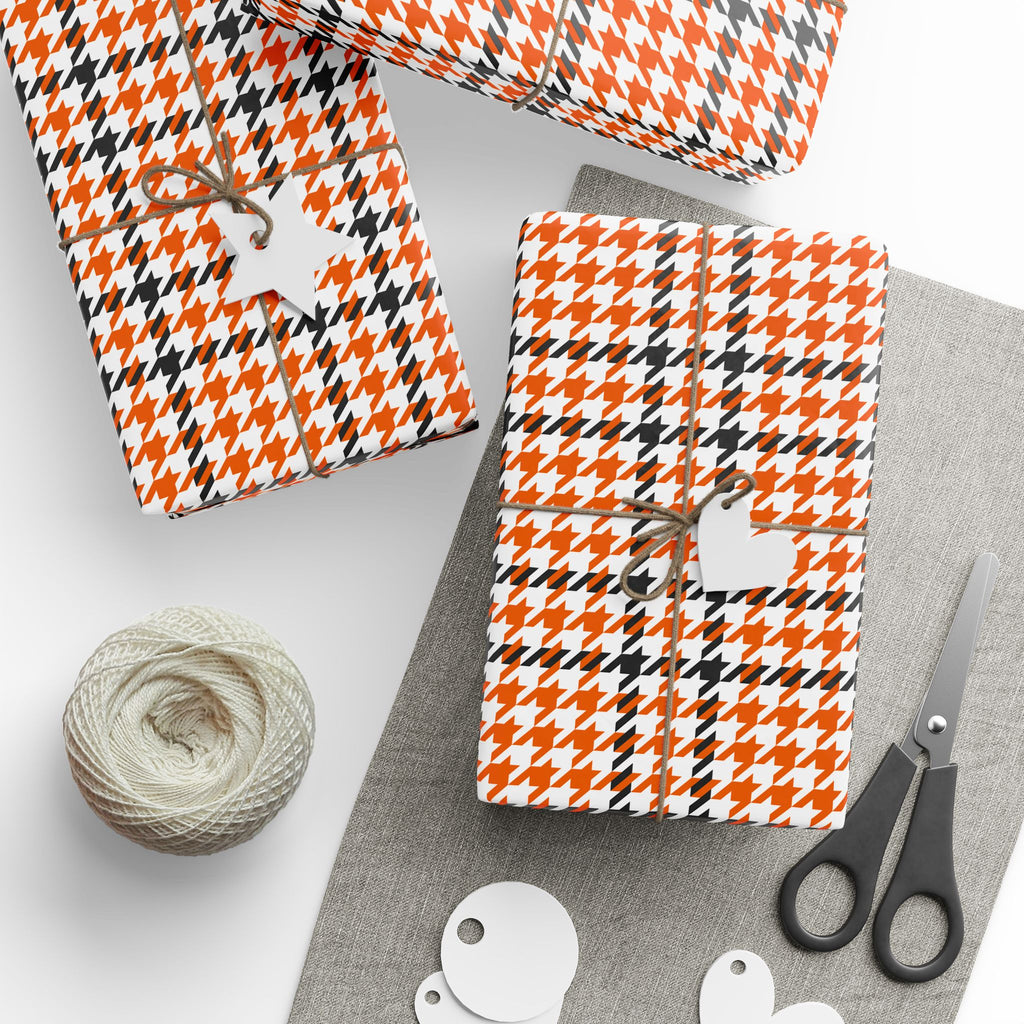 Houndstooth Wrapping Paper Design Orange 006 - Holiday Gift Wrapping Paper Roll