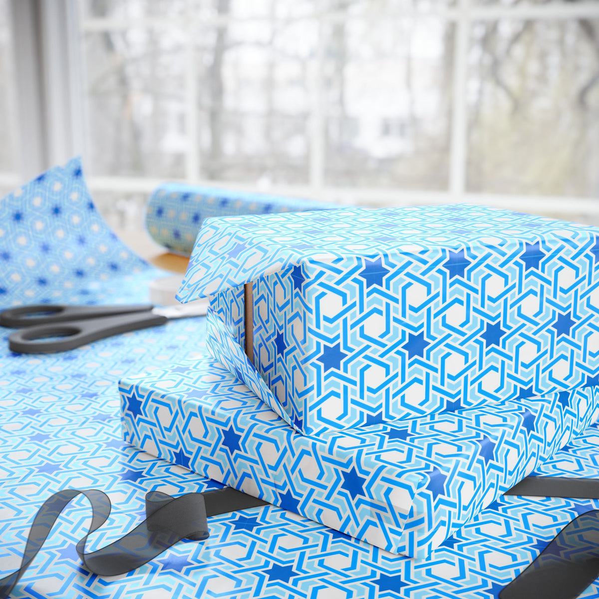 Hanukkah Tangled Menorah Wrapping Paper | Holiday Gift Wrapping Paper Roll
