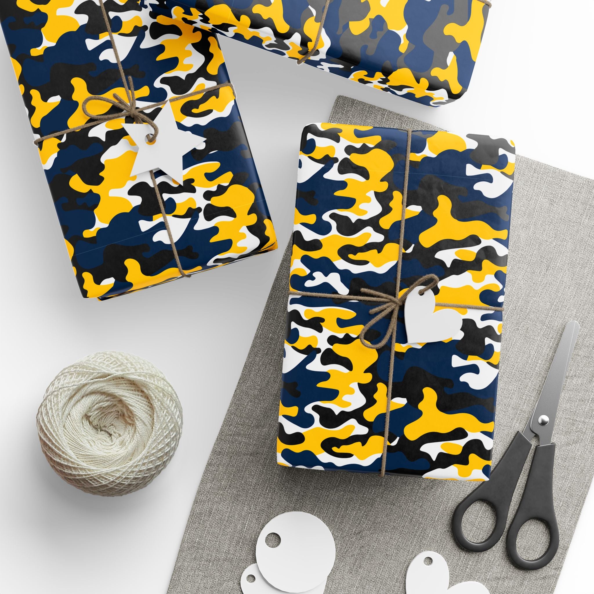 Michigan Wolverines Inspired Camoflauge Wrapping Paper - Holiday Gift Wrapping Paper Roll