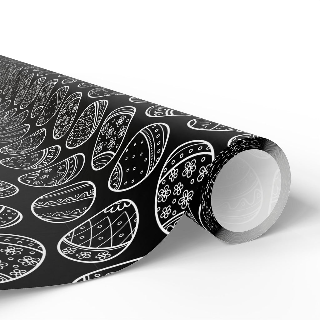 Easter Black & White Eggs Wrapping Paper | Holiday Gift Wrapping Paper Roll