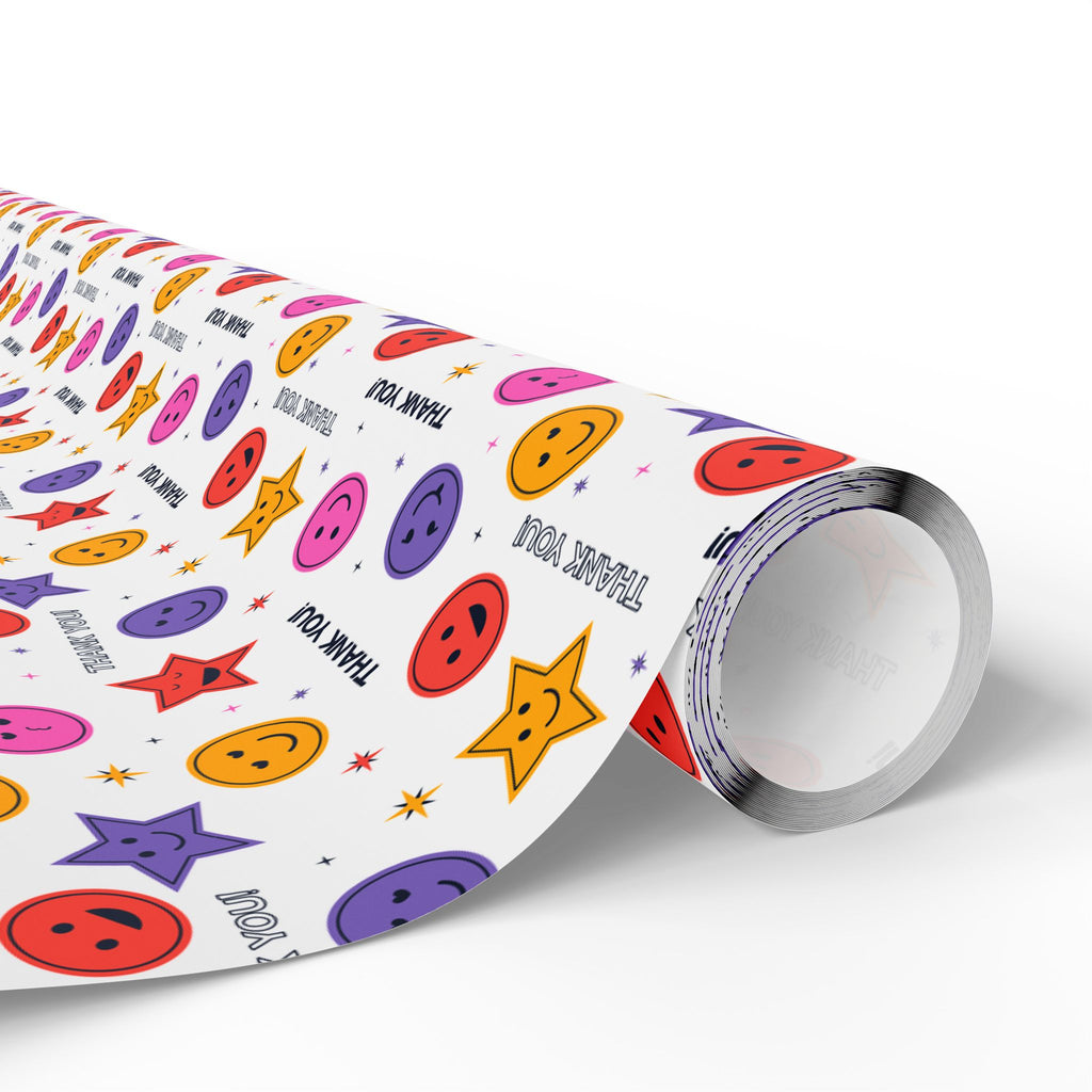 Thank You Smiling Stars Wrapping Paper Design | Holiday Gift Wrapping Paper Roll