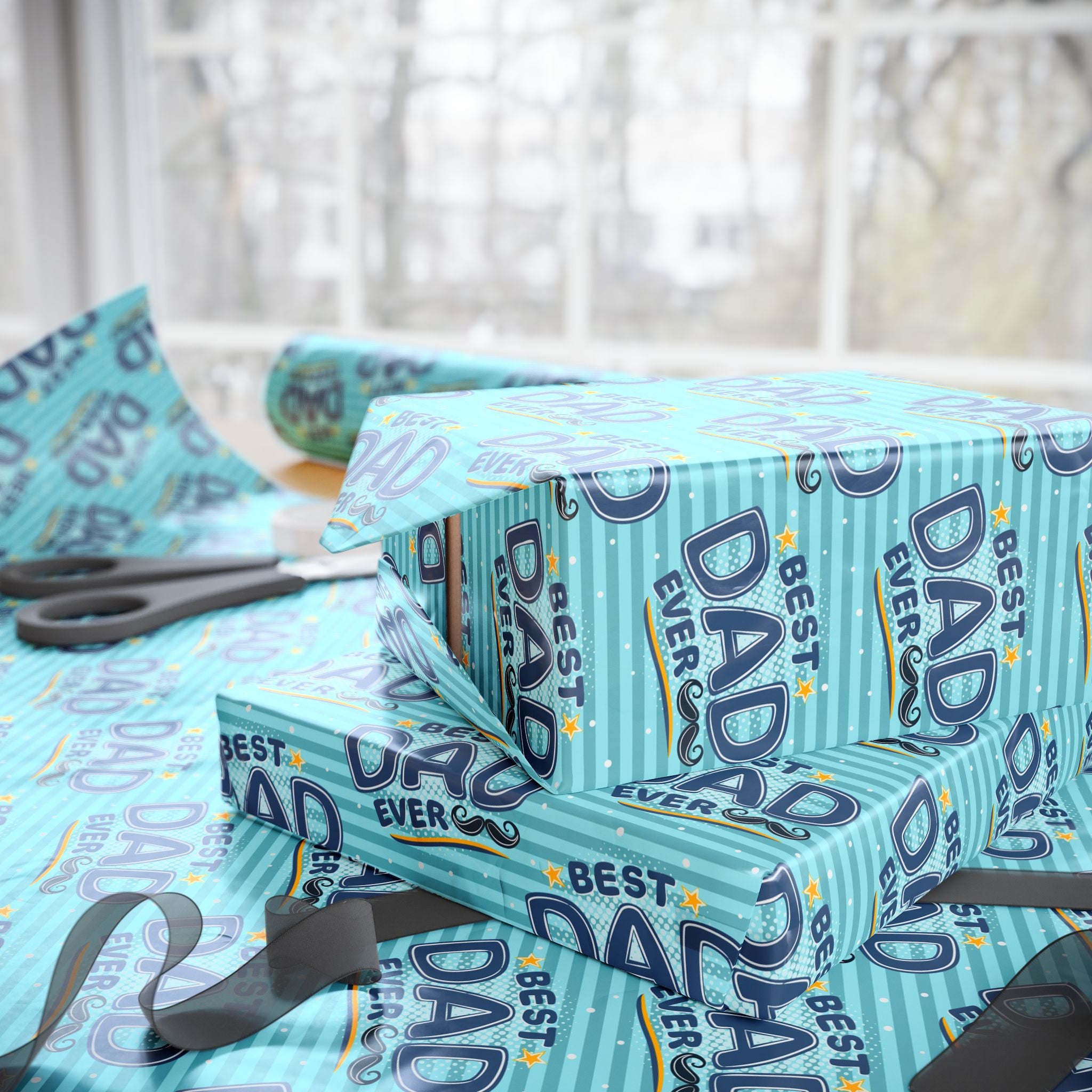 Father's Day Best Dad Ever Wrapping Paper - Holiday Gift Wrapping Paper Roll