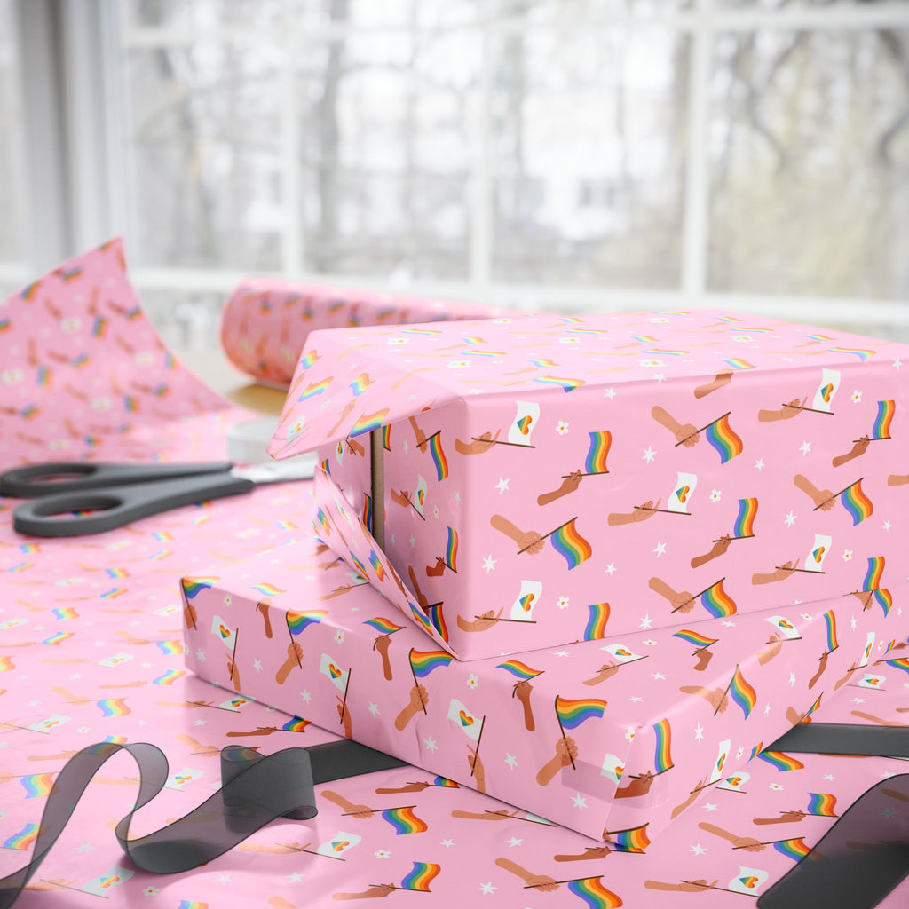 Pride Rainbow Flags Wrapping Paper Design | Holiday Gift Wrapping Paper Roll