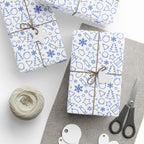 Christmas Blue Line Art Wrapping Paper | Holiday Gift Wrapping Paper
