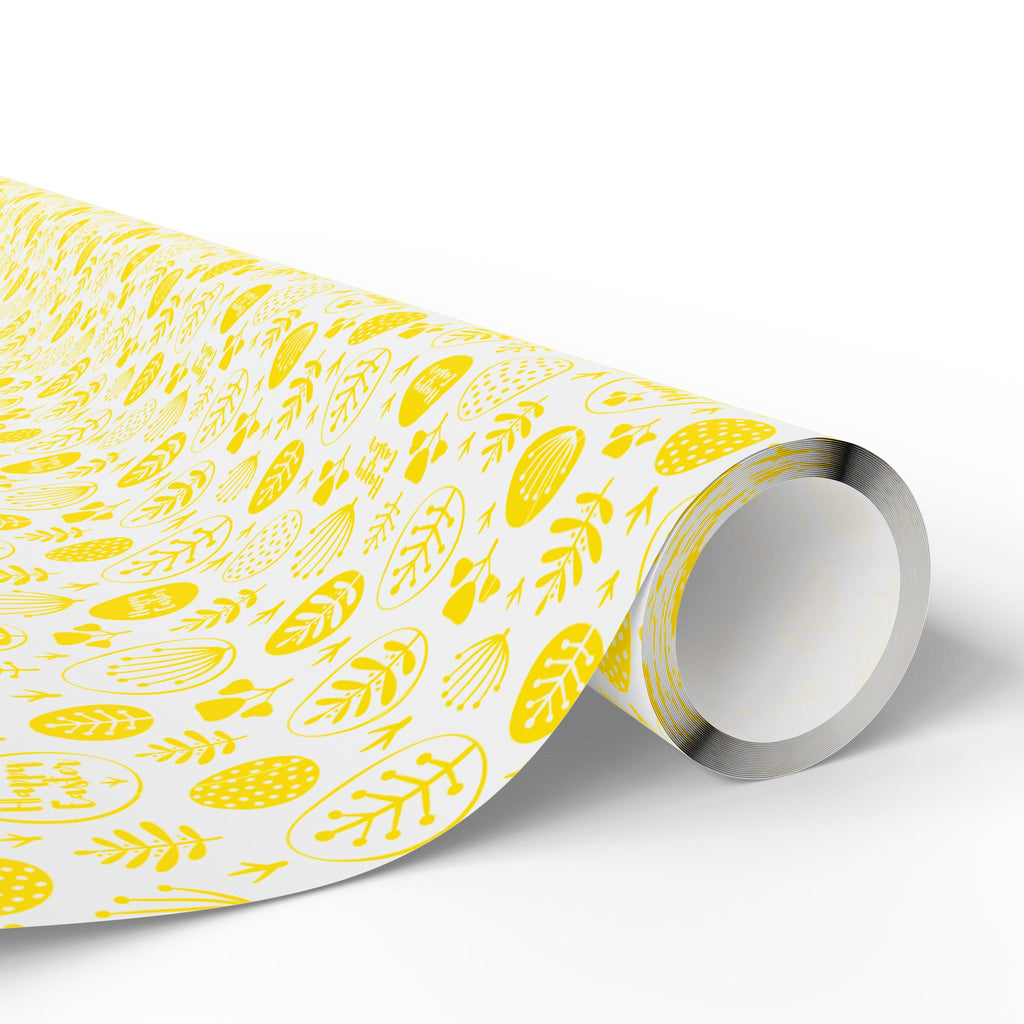 Easter Yellow Spring Leafs Wrapping Paper | Holiday Gift Wrapping Paper Roll