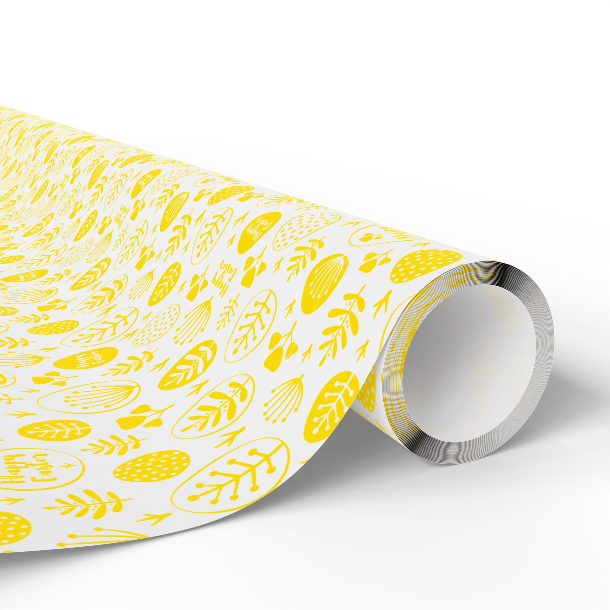 Easter Yellow Spring Leafs Wrapping Paper | Holiday Gift Wrapping Paper Roll