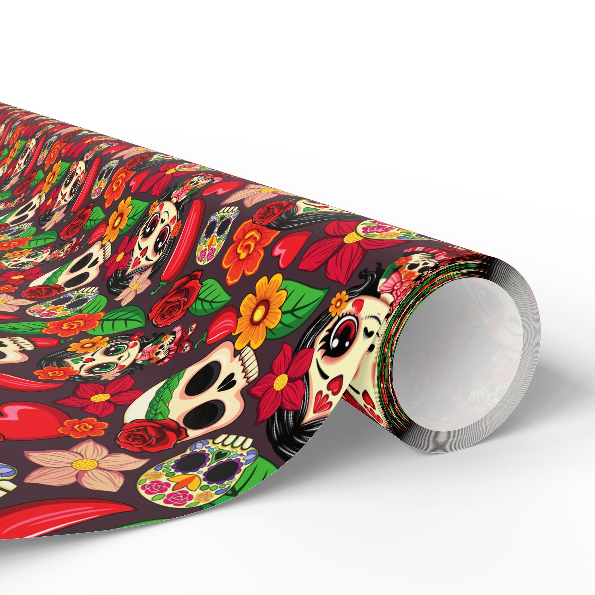 Day of the Dead Cartoon Calavera Wrapping Paper | Holiday Gift Wrapping Paper Roll