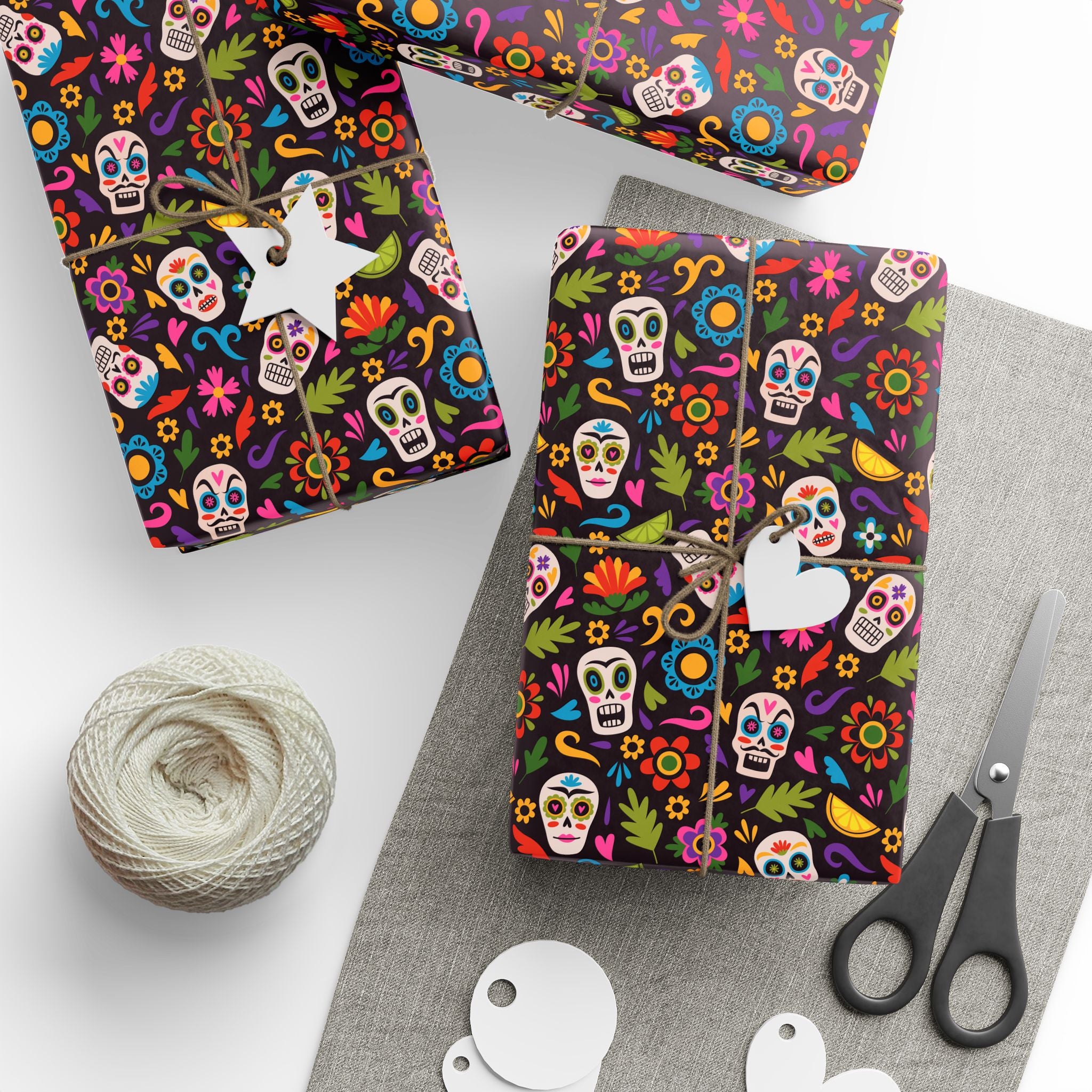 Day of the Dead Calavera Festival Wrapping Paper | Holiday Gift Wrapping Paper Roll