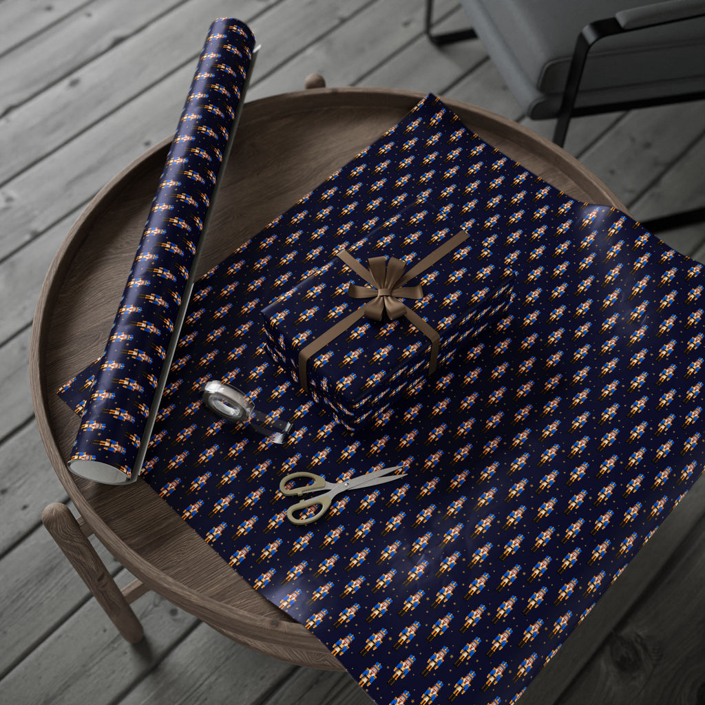 Christmas Blue Nutcracker Wrapping Paper | Holiday Gift Wrapping Paper