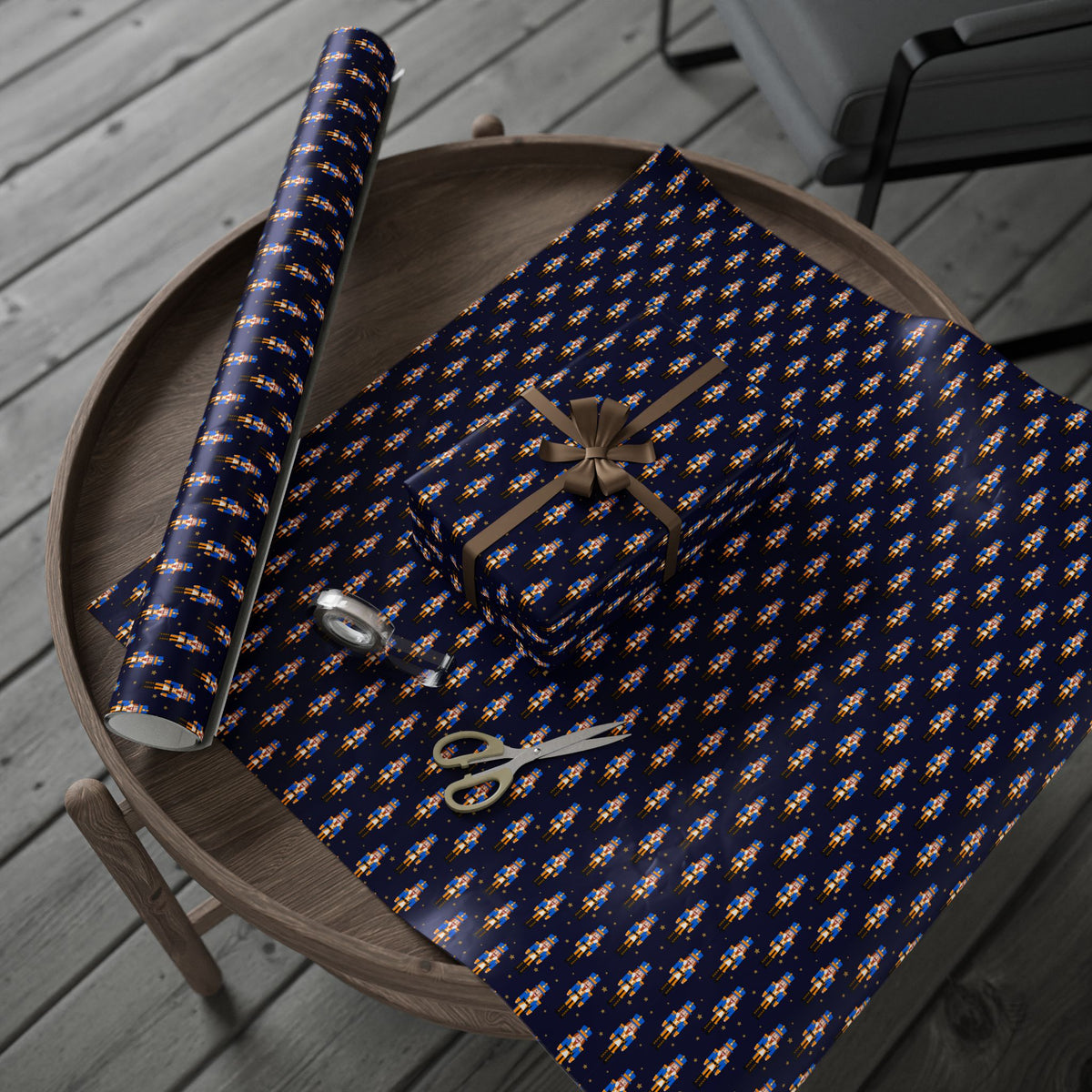 Christmas Blue Nutcracker Wrapping Paper | Holiday Gift Wrapping Paper