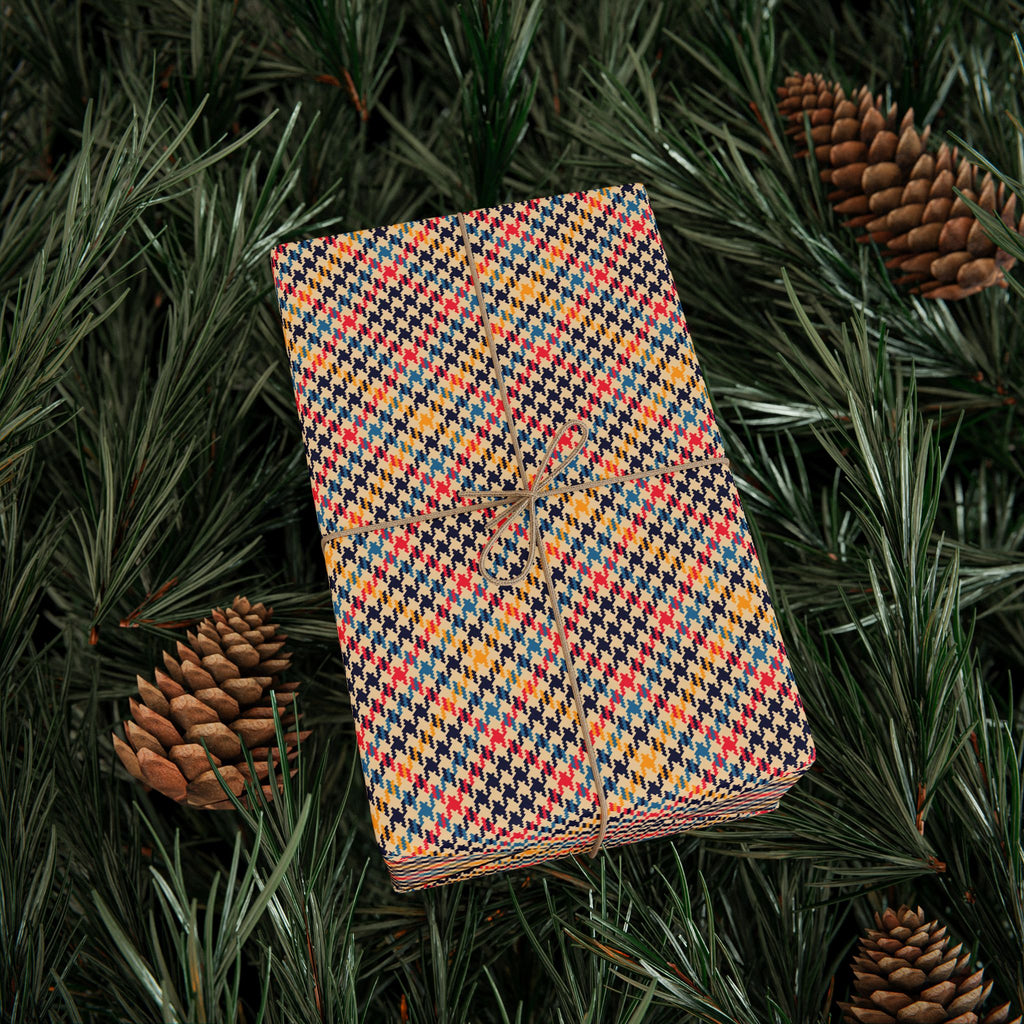Houndstooth Wrapping Paper Design Multicolor 021 - Holiday Gift Wrapping Paper Roll