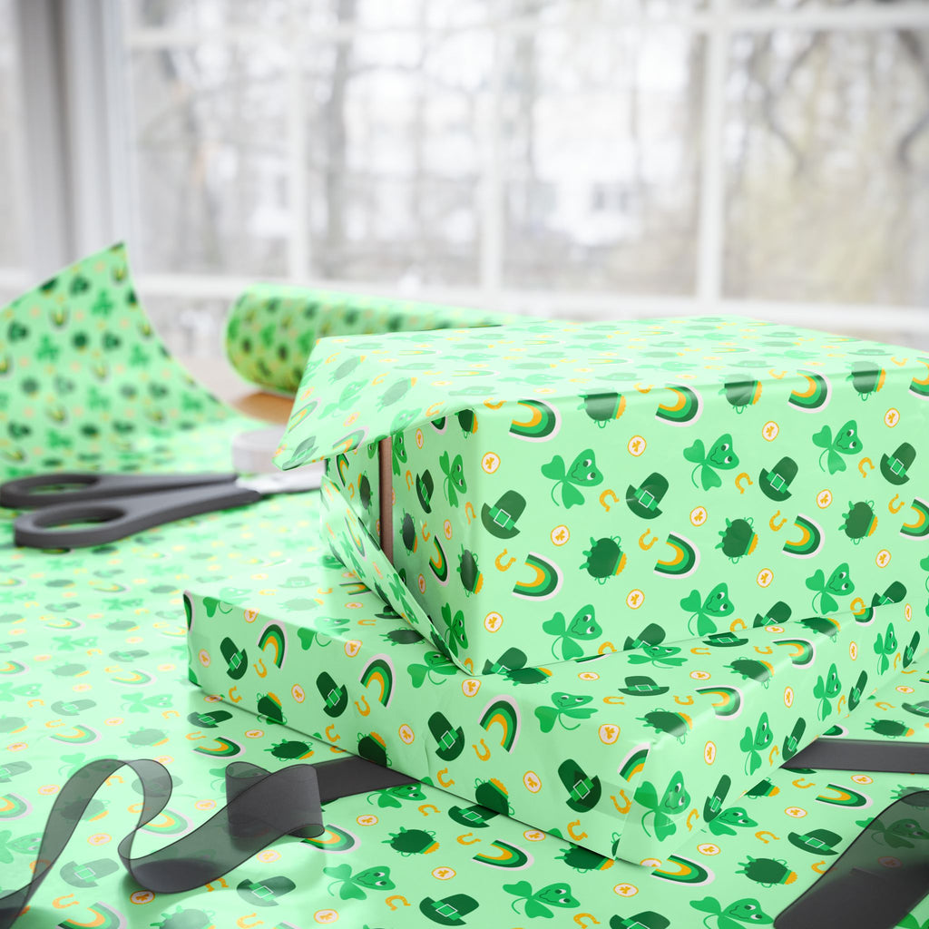 St Patrick's Day Crazy Clover Clover Wrapping Paper | Holiday Gift Wrapping Paper Roll