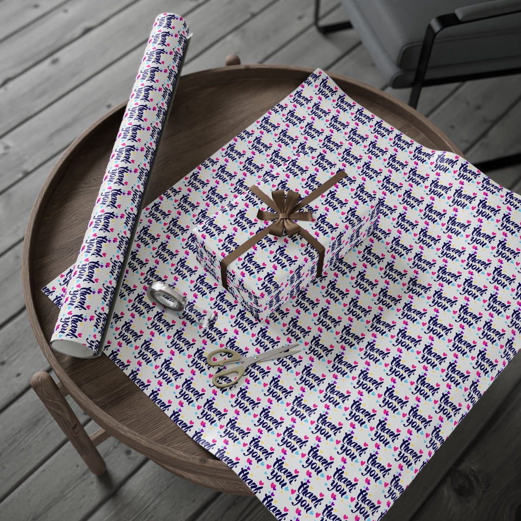 Thank You Colorful Hearts Paper Design | Holiday Gift Wrapping Paper Roll