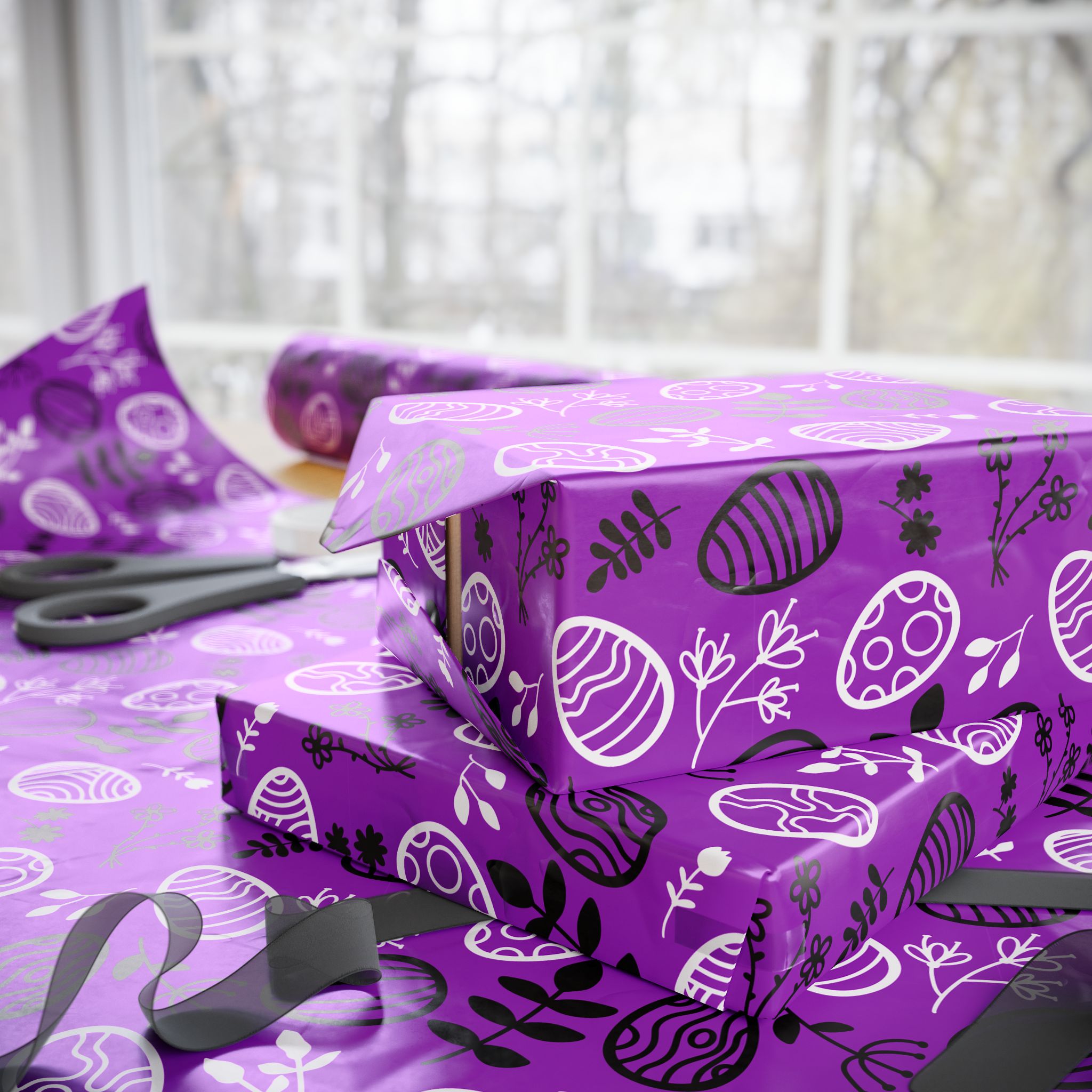Easter Purple Sunday Wrapping Paper | Holiday Gift Wrapping Paper Roll