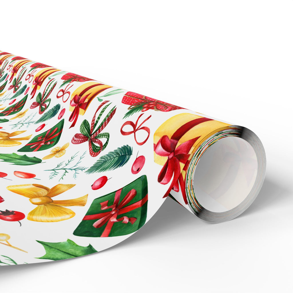 Christmas Watercolor Spruces Wrapping Paper | Holiday Gift Wrapping Paper Roll