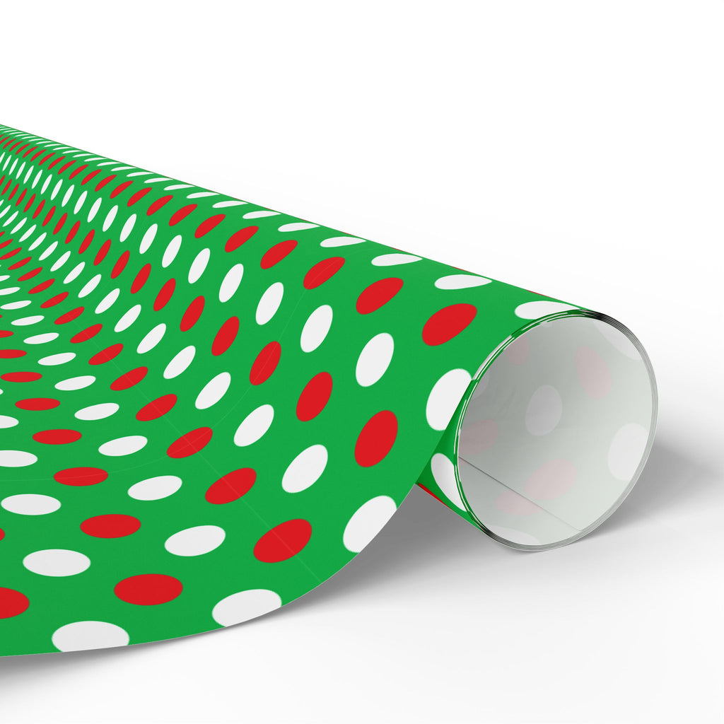 Christmas Dots on Green Wrapping Paper | Holiday Gift Wrapping Paper Roll