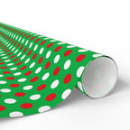 Christmas Dots on Green Wrapping Paper | Holiday Gift Wrapping Paper Roll