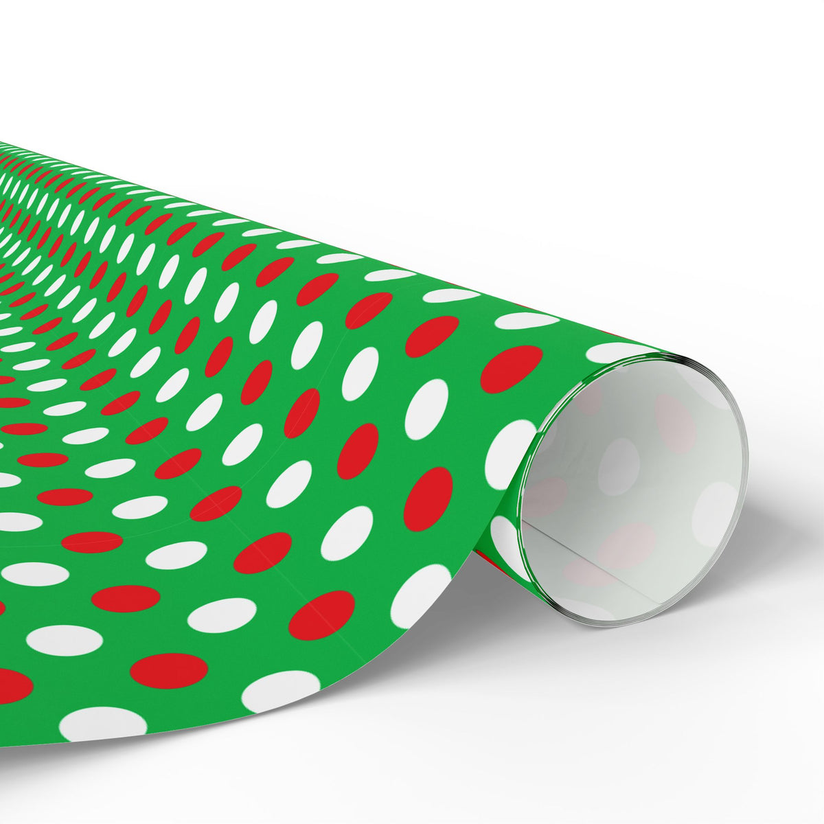 Christmas Dots on Green Wrapping Paper | Holiday Gift Wrapping Paper Roll