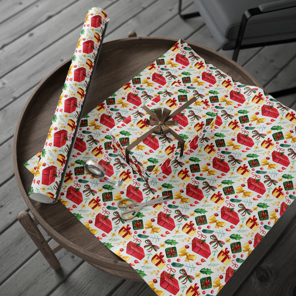 Christmas Watercolor Spruces Wrapping Paper | Holiday Gift Wrapping Paper Roll