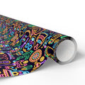 Day of the Dead Neon Icons Wrapping Paper | Holiday Gift Wrapping Paper Roll
