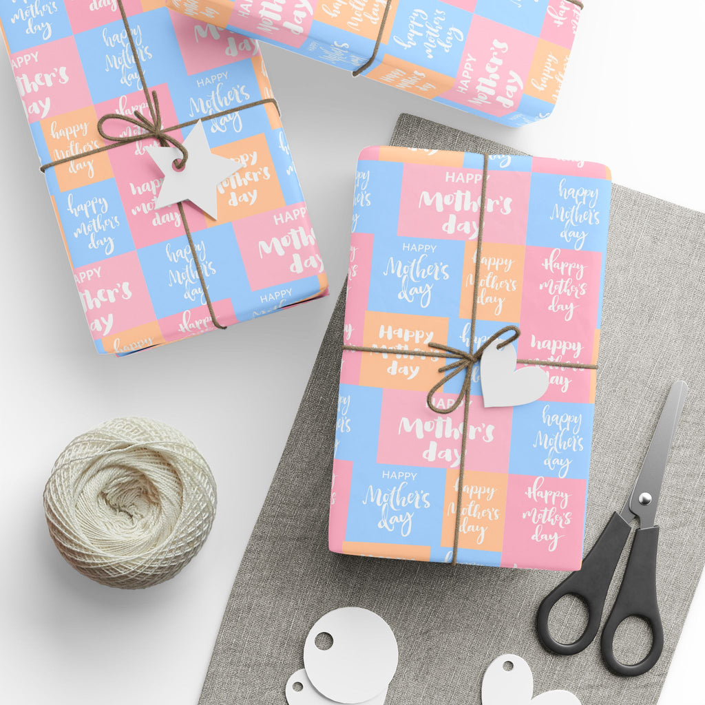 Mother's Day Patchwork Pastel Wrapping Paper - Holiday Gift Wrapping Paper Roll