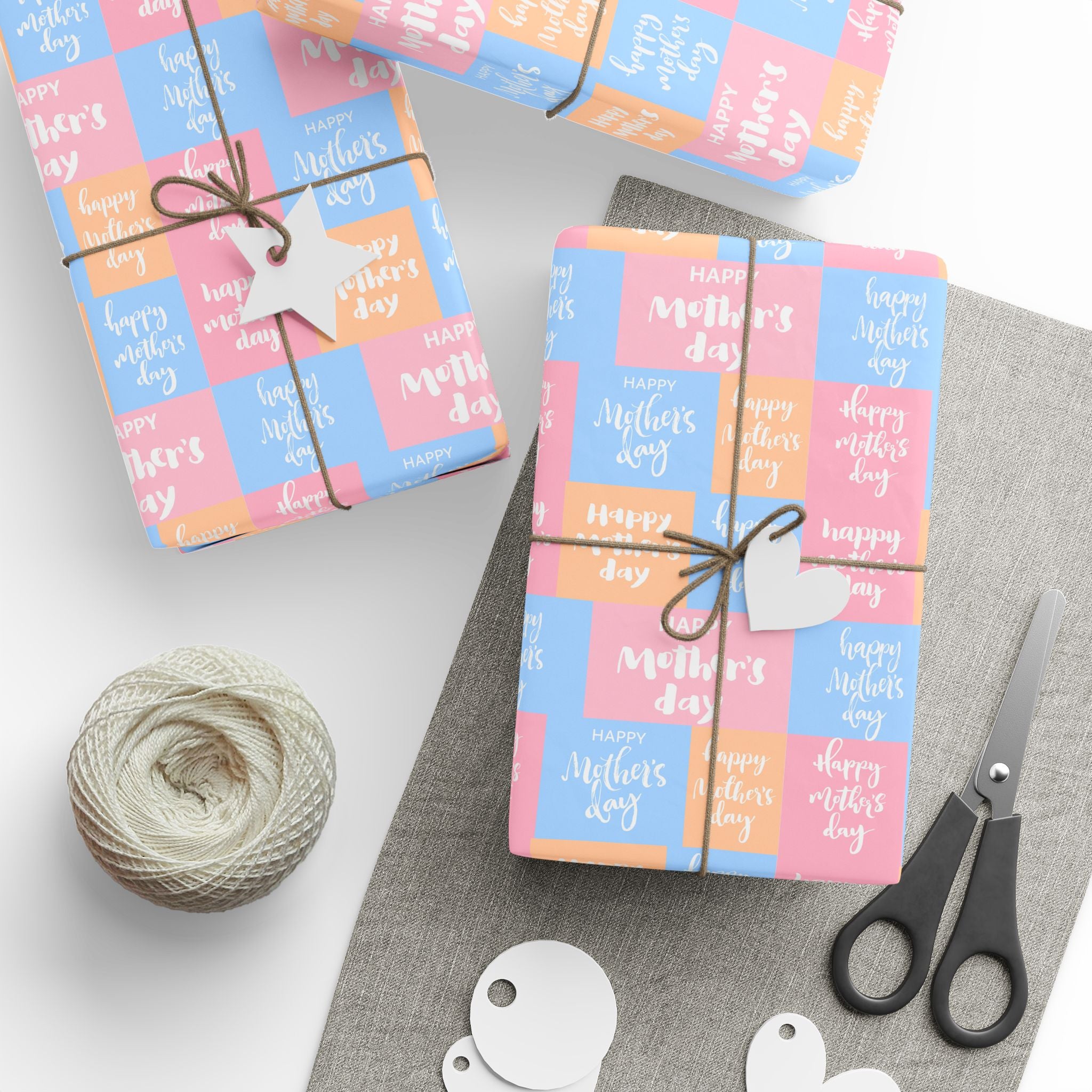 Mother's Day Patchwork Pastel Wrapping Paper - Holiday Gift Wrapping Paper Roll
