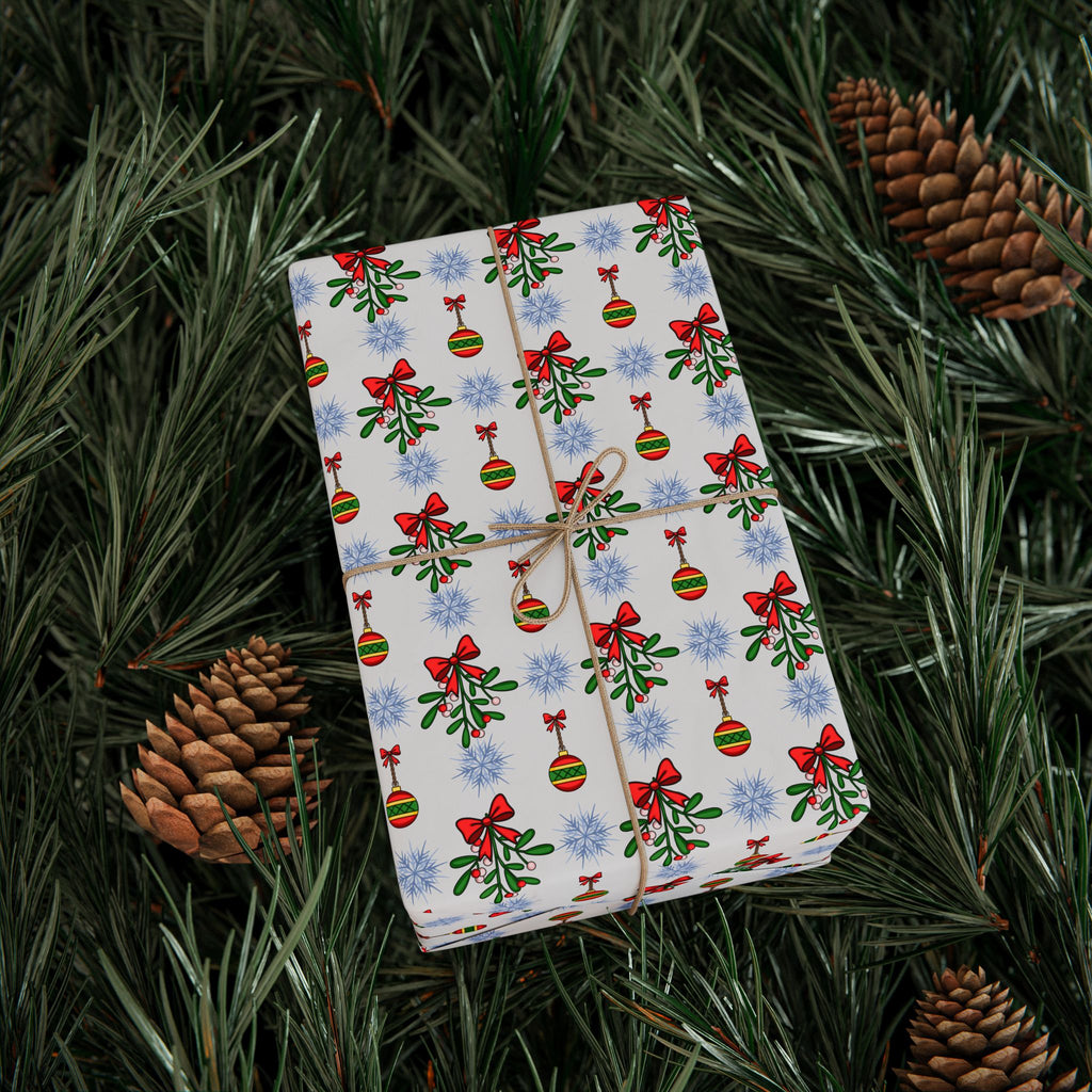 Christmas Cartoon Mistletoe Wrapping Paper | Holiday Gift Wrapping Paper Roll