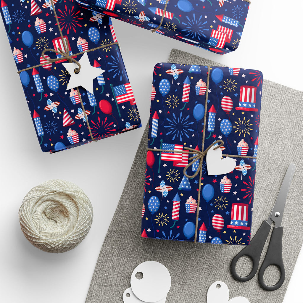 4th of July Independence Celebration Wrapping Paper | Holiday Gift Wrapping Paper Roll