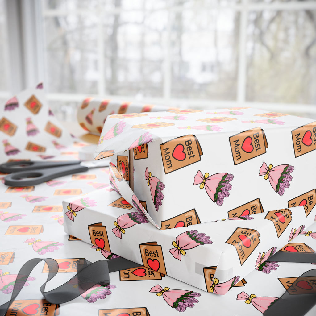 Mother's Day Best Mom Card Wrapping Paper - Holiday Gift Wrapping Paper Roll