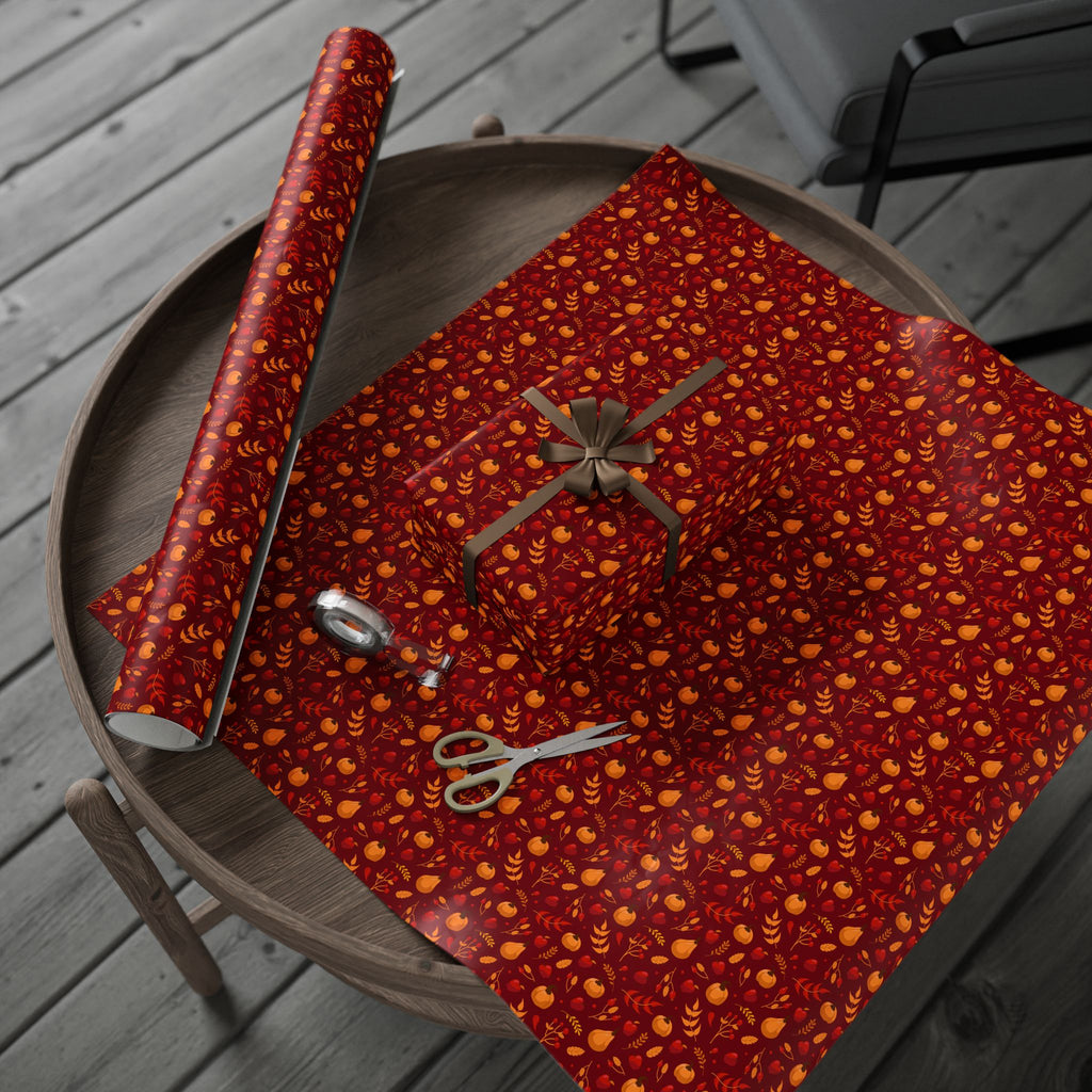 Thanksgiving Autumn Harvest Wrapping Paper | Holiday Gift Wrapping Paper Roll