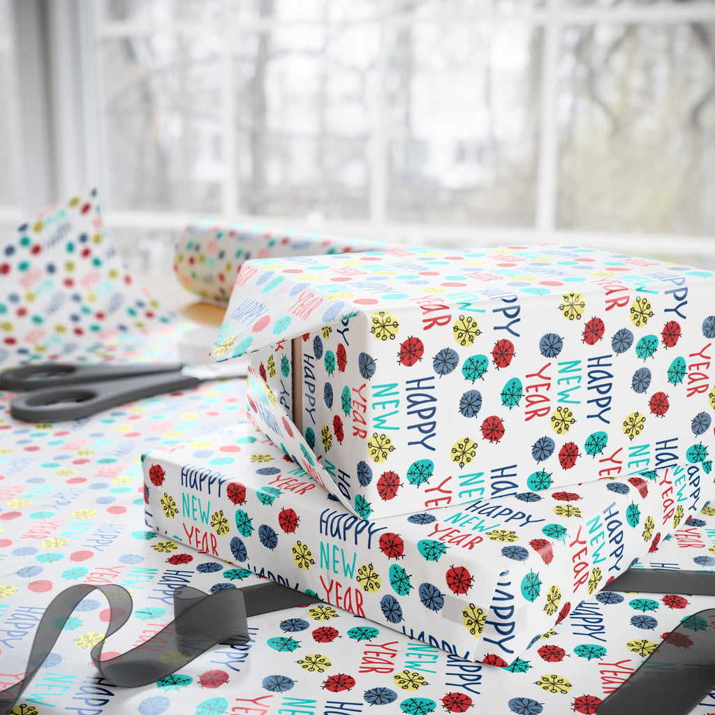 New Year's Snowflakes Wrapping Paper - Holiday Gift Wrapping Paper Roll