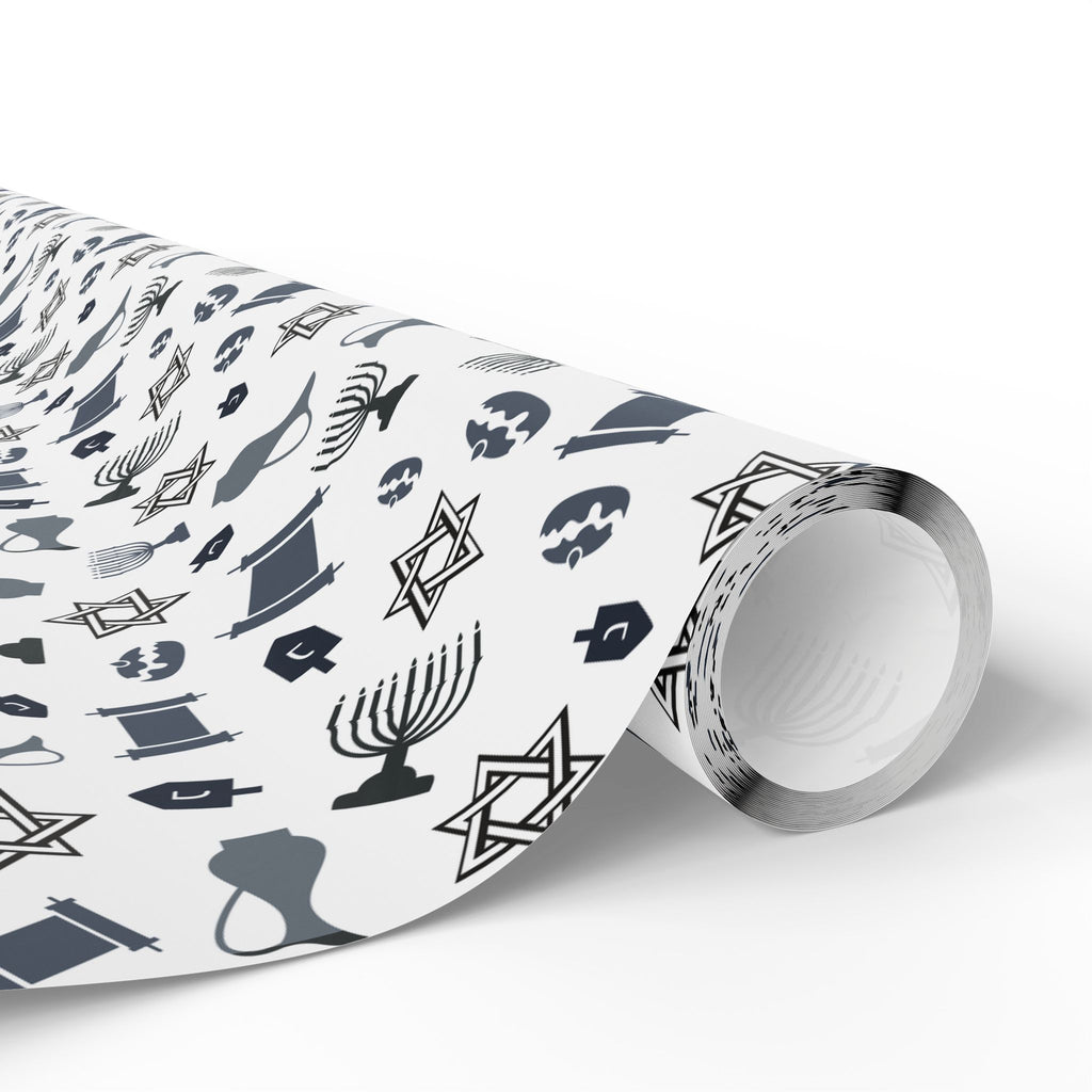 Hanukkah Monochrome Menorah Wrapping Paper | Holiday Gift Wrapping Paper Roll