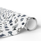 Hanukkah Monochrome Menorah Wrapping Paper | Holiday Gift Wrapping Paper Roll
