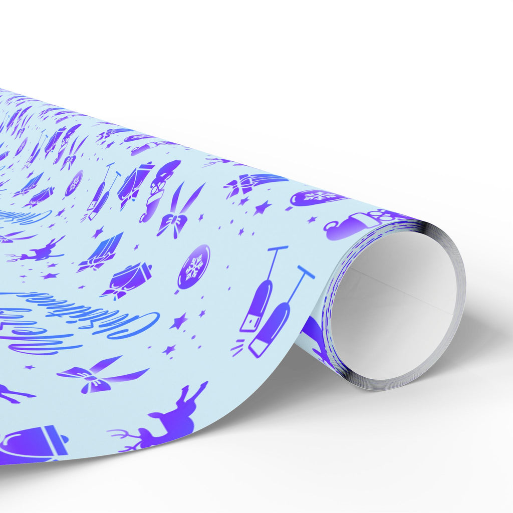 Christmas Blue on Blue Wrapping Paper | Holiday Gift Wrapping Paper