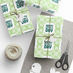 Father's Day Green Tartan Wrapping Paper - Holiday Gift Wrapping Paper Roll