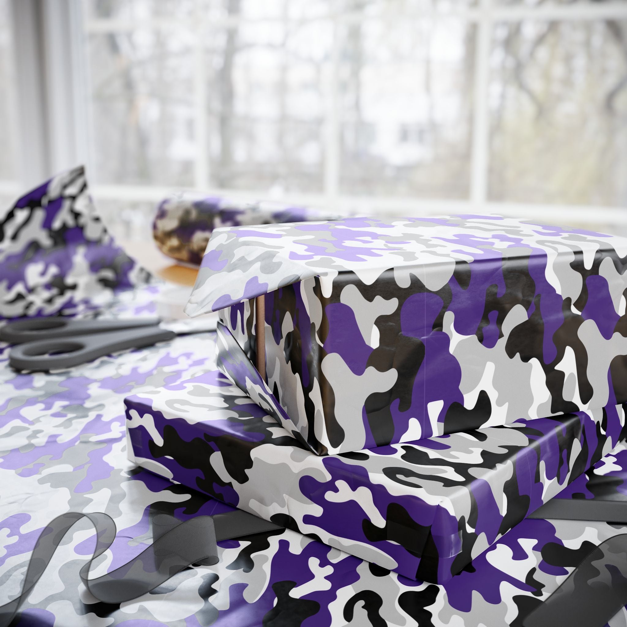 Northwestern Wildcats Inspired Camoflauge Wrapping Paper - Holiday Gift Wrapping Paper Roll