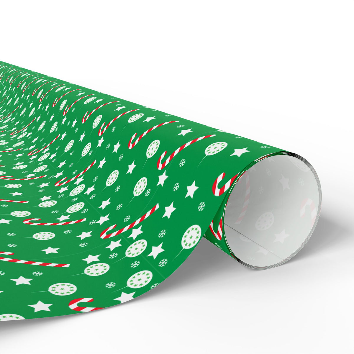 Christmas Green Candy Canes Wrapping Paper | Holiday Gift Wrapping Paper Roll
